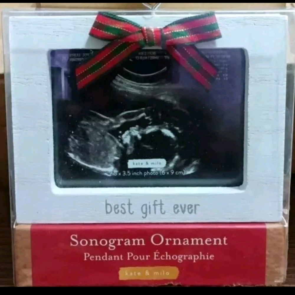 NWT Kate & Milo Sonogram Christmas Ornament Pregnancy Announcement Baby Keepsake